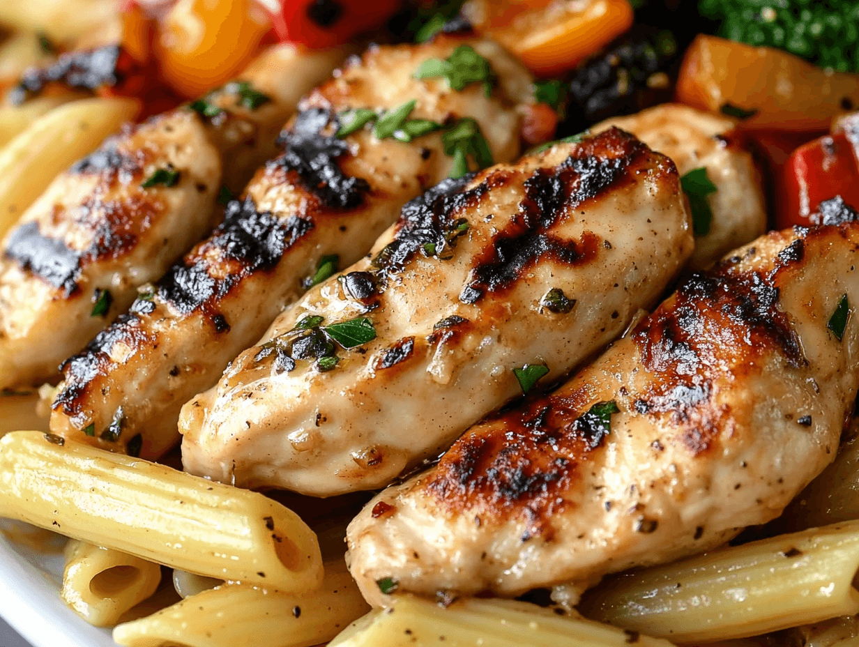 Honey Garlic Chicken with Roasted Veggie Penne