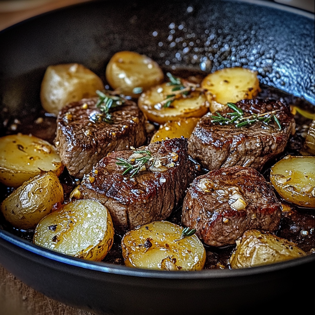 Garlic Butter Steak and Potatoes Skillet