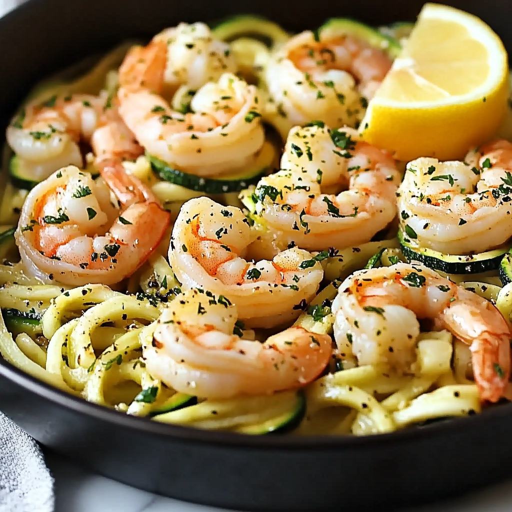 One-Pan Lemon Garlic Shrimp and Zucchini Noodles