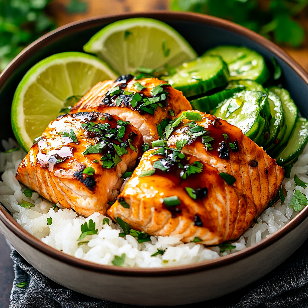 Spicy Chipotle Honey Salmon Bowls Recipe
