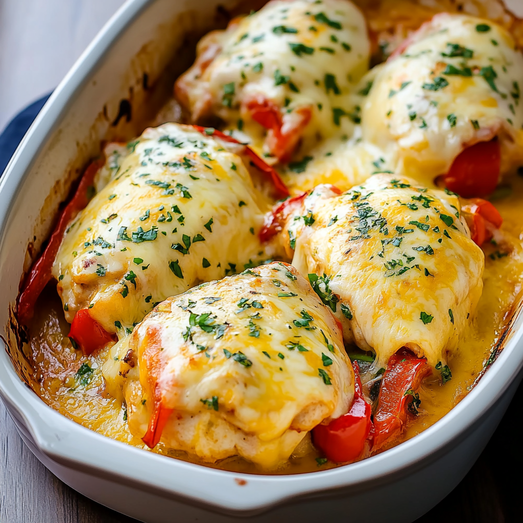 Cheesy Baked Chicken and Peppers