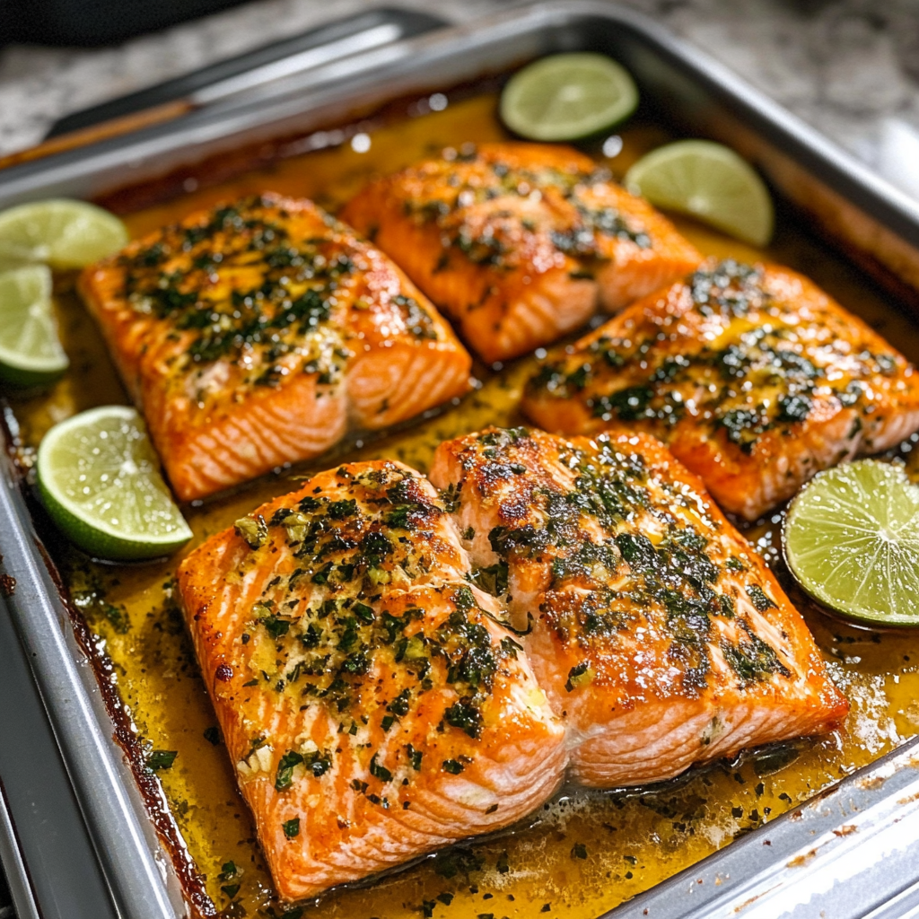 Baked Honey Lime Garlic Butter Salmon