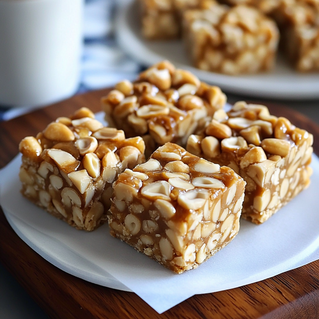 NO BAKE PAYDAY NUT SQUARES