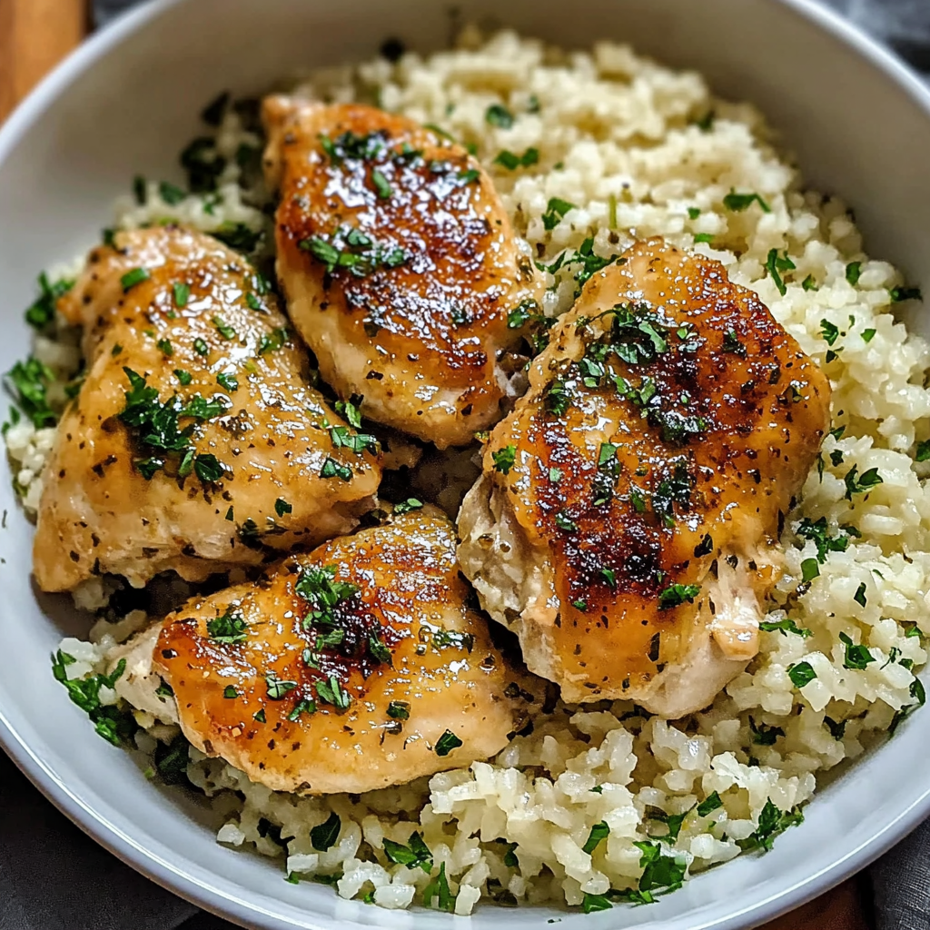 One Pan Garlic Butter Chicken and Rice