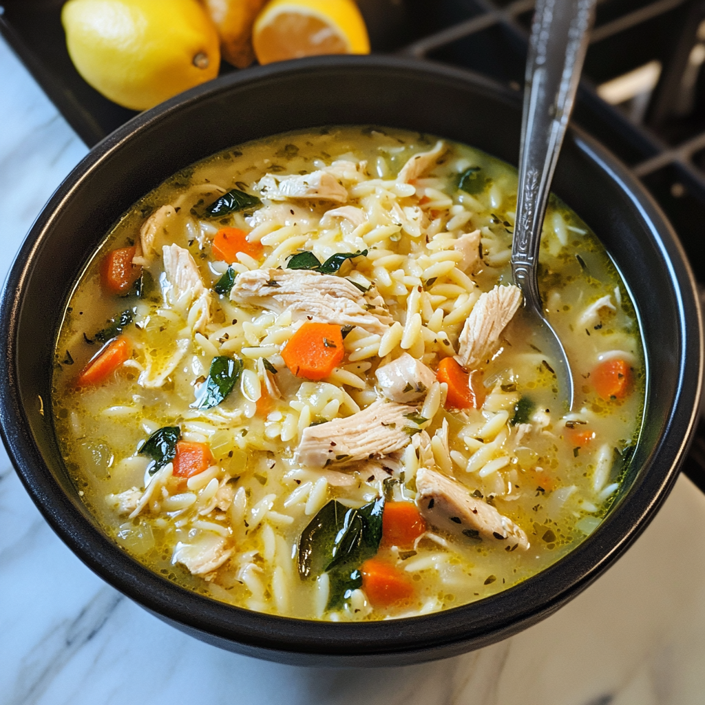 Lemon Chicken Orzo Soup