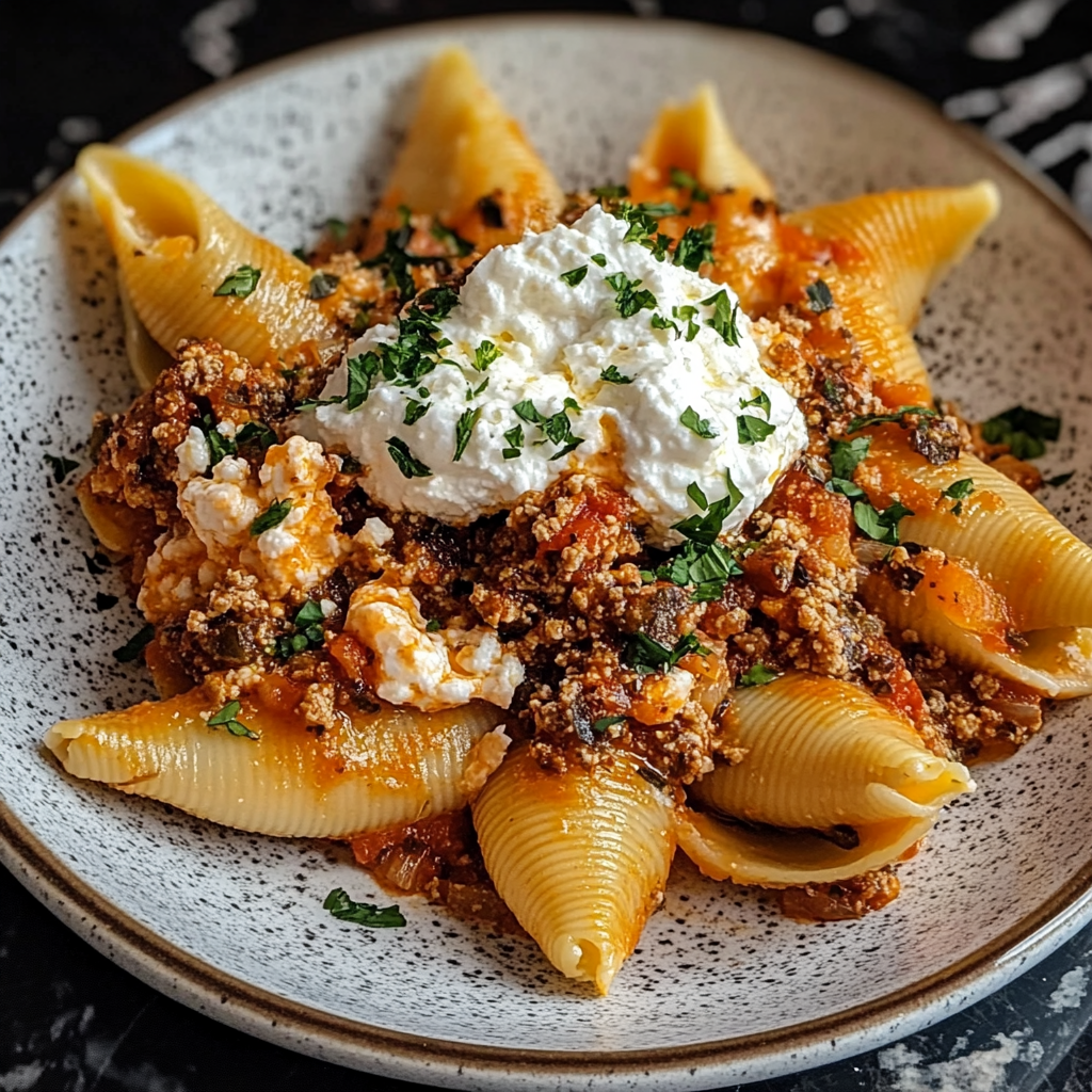 Spicy Unstuffed Shells with Whipped Ricotta