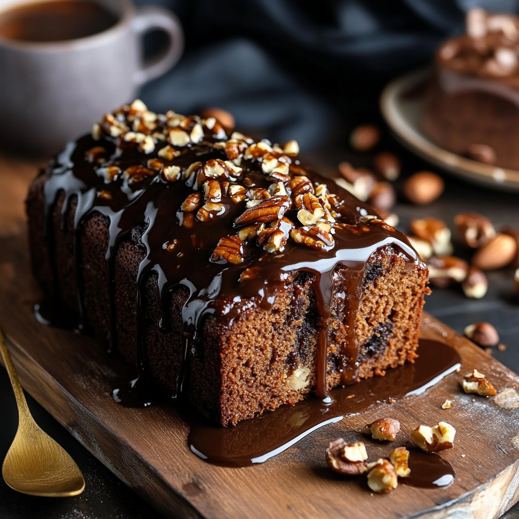 Date Coffee Loaf Cake with Walnuts and Rich Espresso Glaze