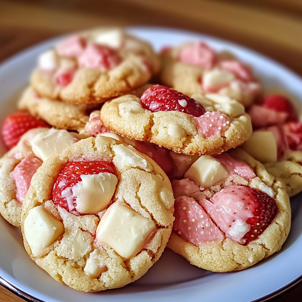 Strawberry White Chocolate Cake Mix Cookies Recipe