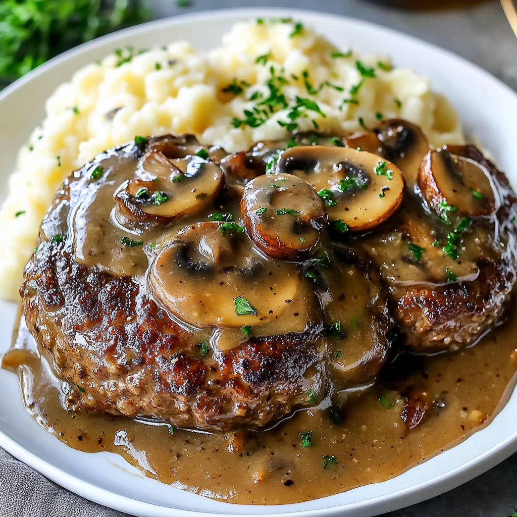 Bobby Flay’s Salisbury Steak Recipe with Mushroom Gravy