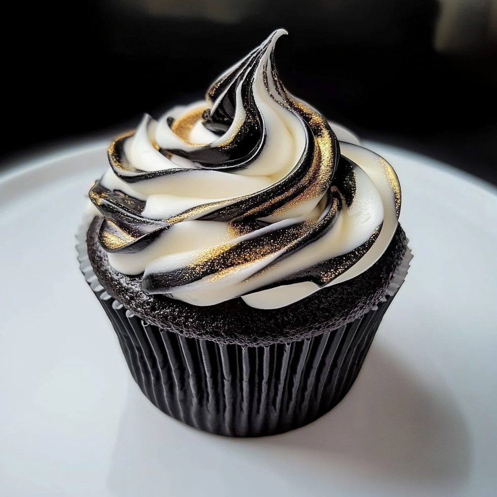Marble Black and White Cupcake