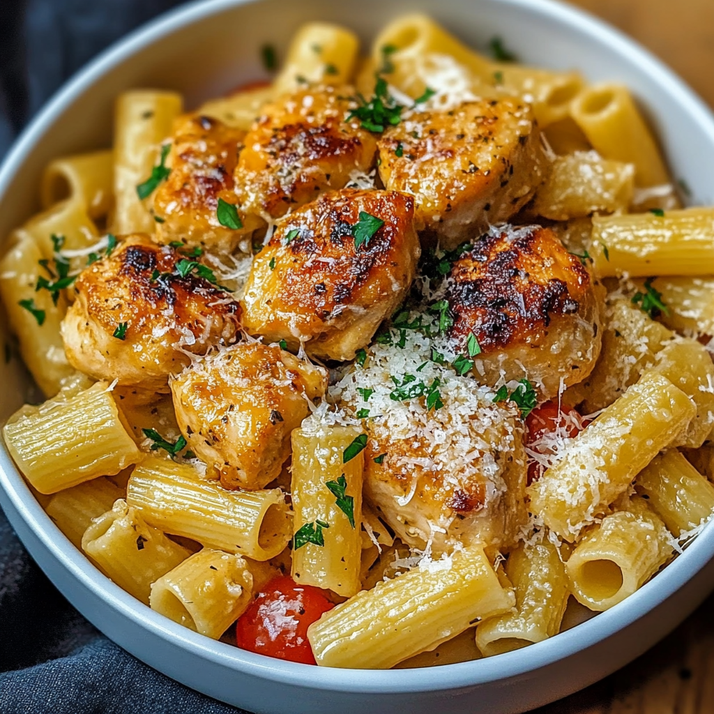 Garlic Butter Chicken with Rigatoni and Parmesan