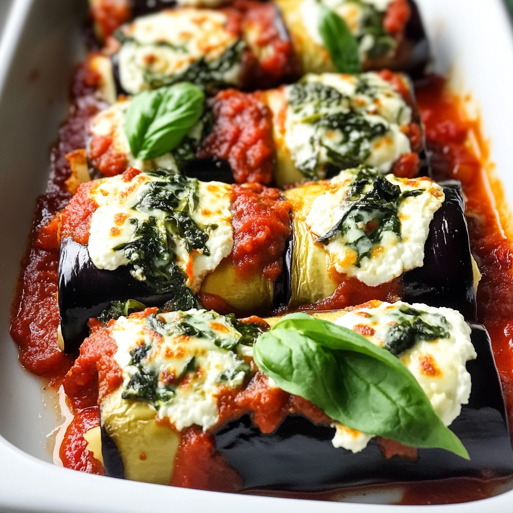 Eggplant Roll-Ups with Creamy Ricotta and Spinach