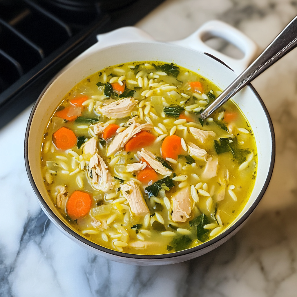 Lemon Chicken Orzo Soup