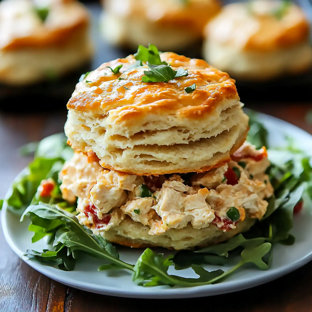 Honey Butter Biscuits with Pimento Cheese Chicken Salad