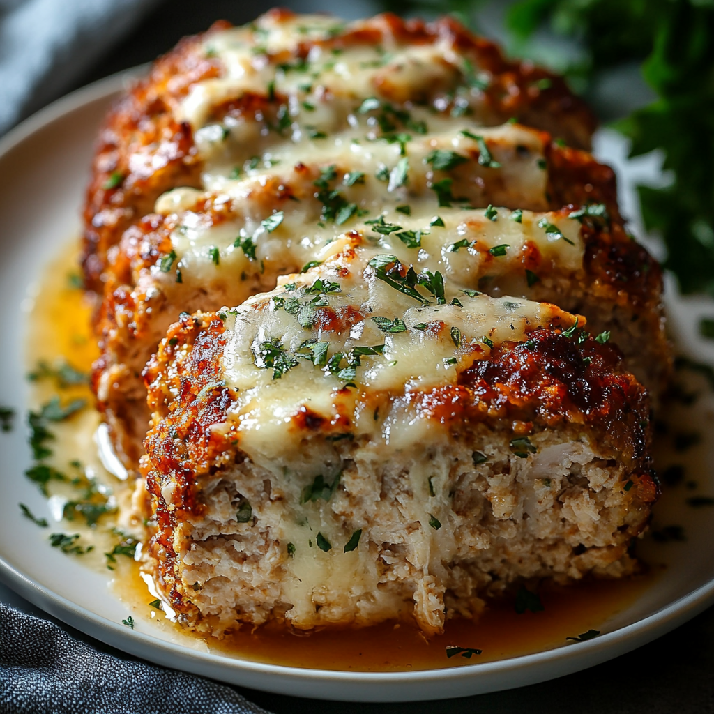 Melt-in-Your-Mouth Garlic Parmesan Chicken Meatloaf