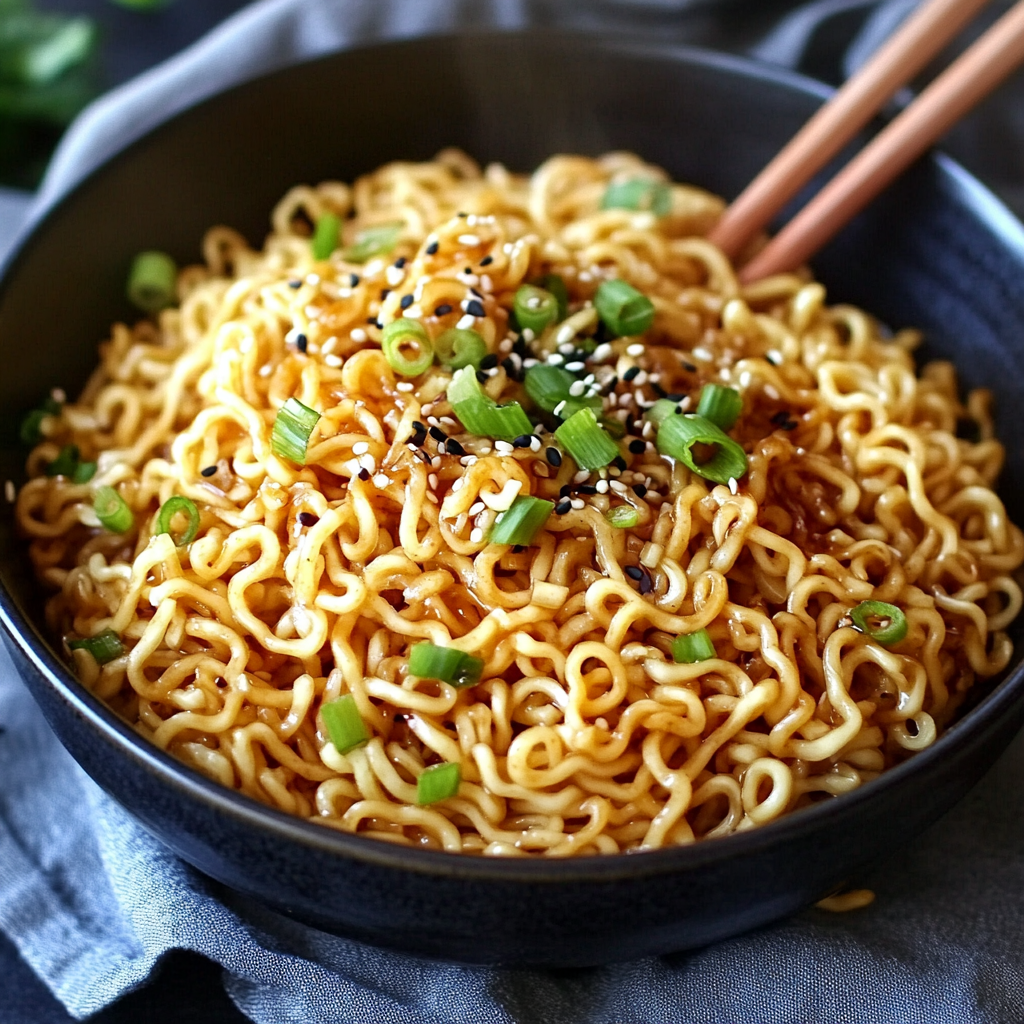 10-Minute Sesame Garlic Ramen Noodles