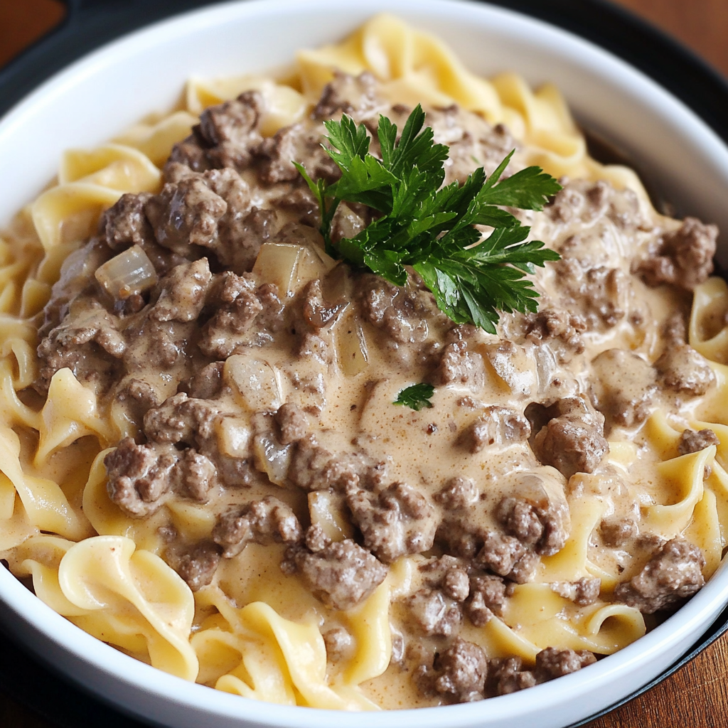 Ground Beef Stroganoff - Cooking Up Memories