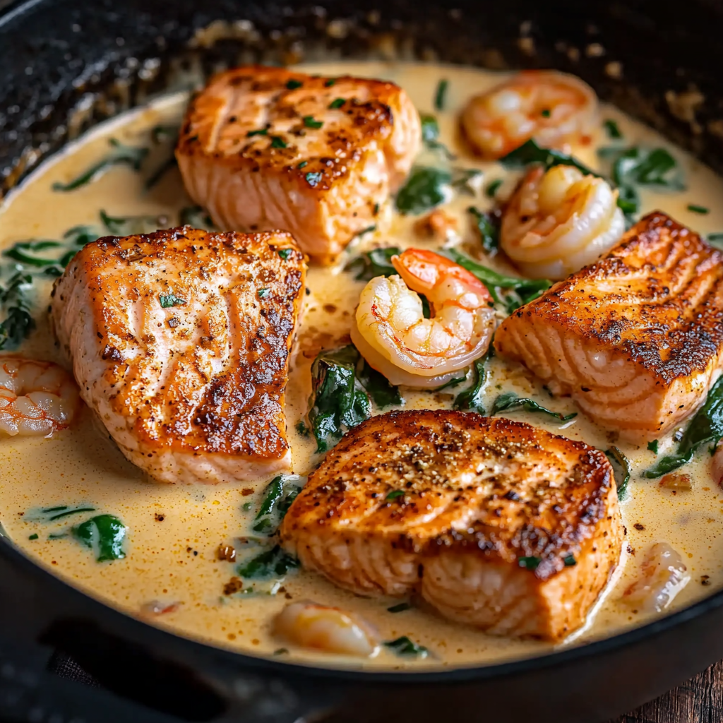 Cajun Cream Sauce with Salmon and Shrimp