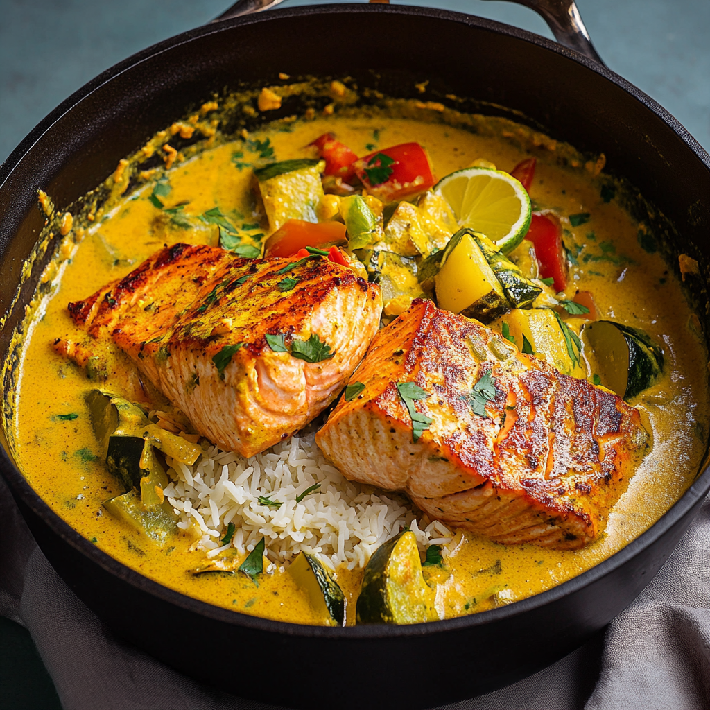 Caribbean-Style Coconut Curry Salmon