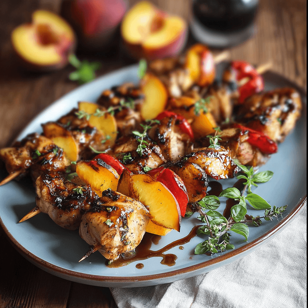 Balsamic Peach Chicken Kabobs