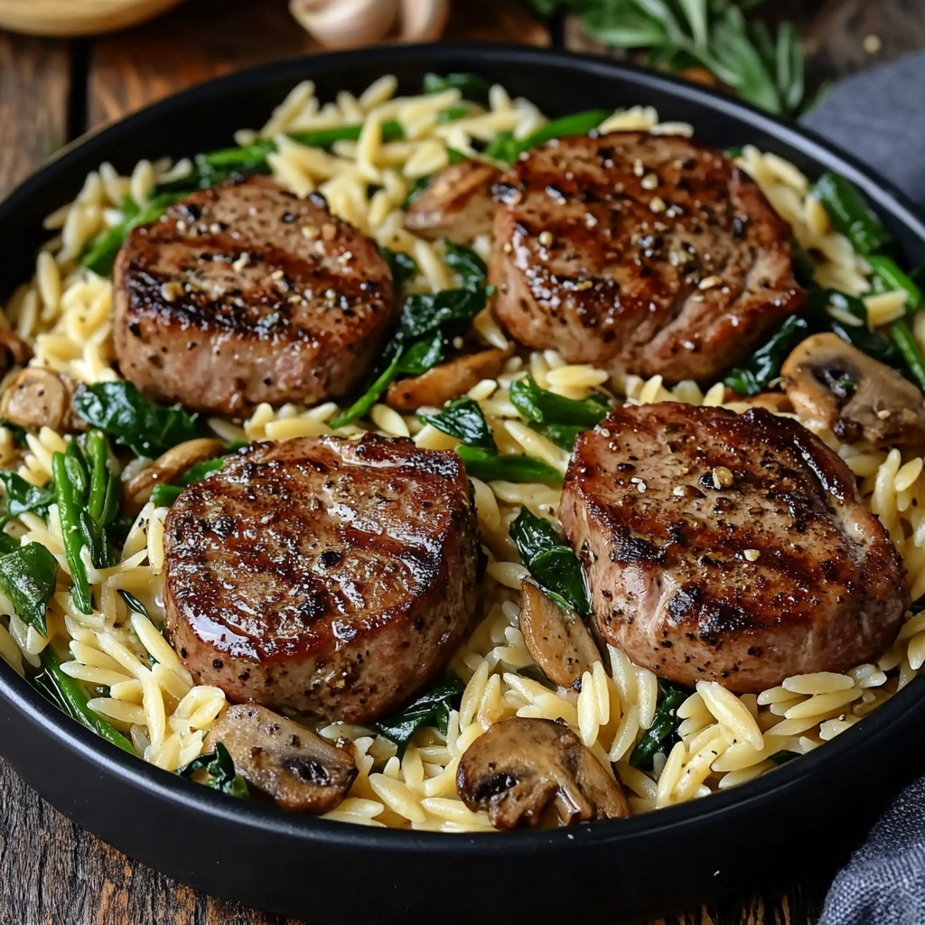 creamy Pork Tenderloin Medallions with Orzo