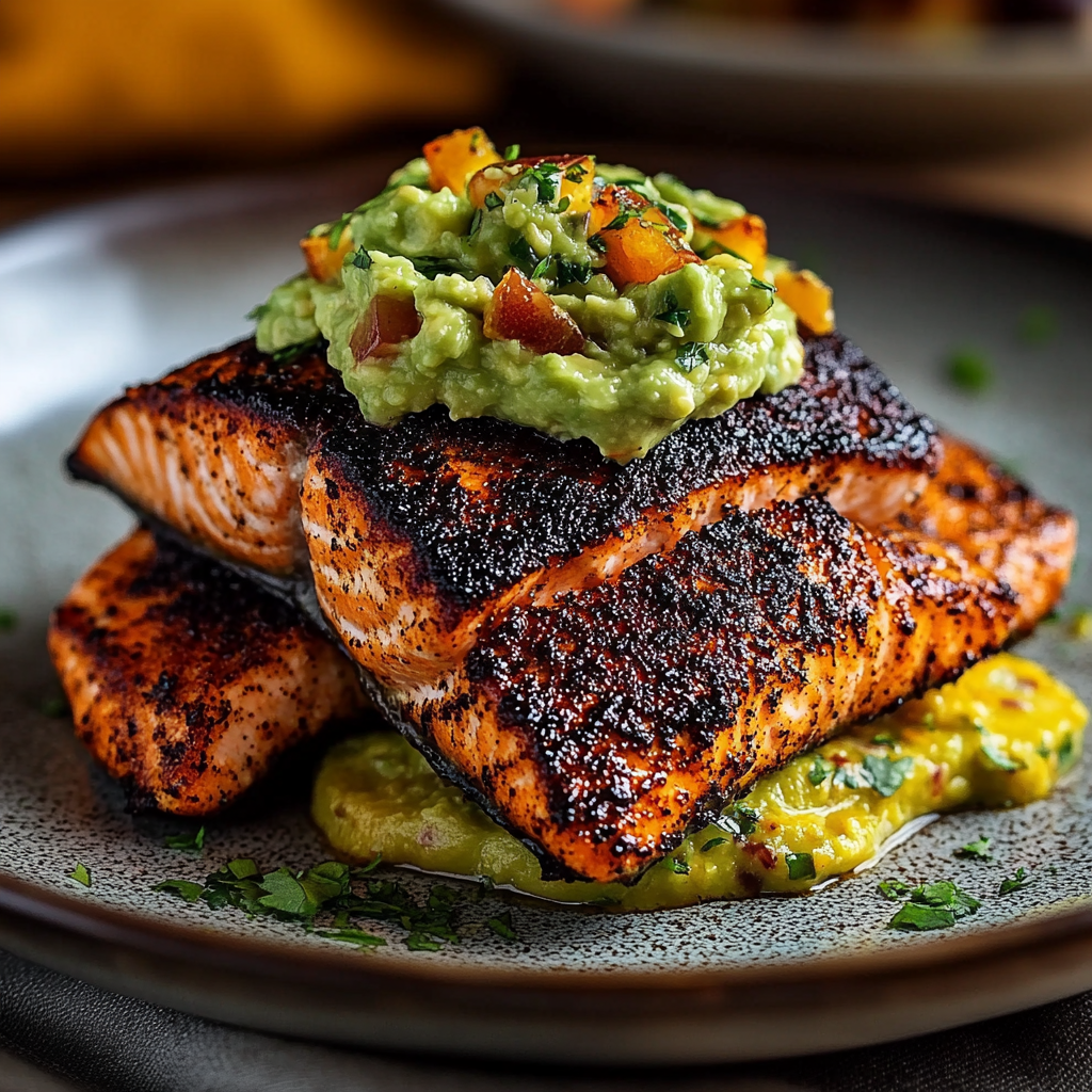 blackened salmon with guacamole recipe