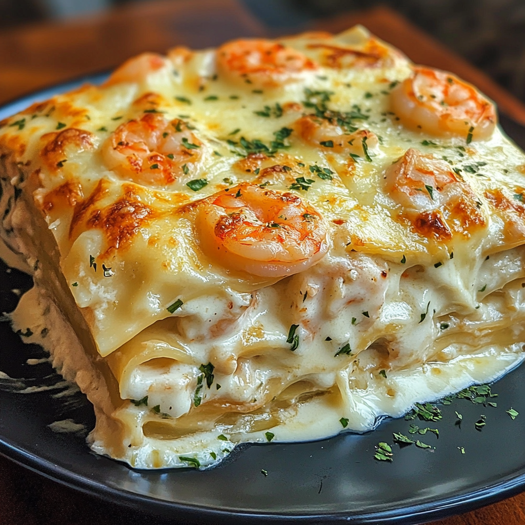 Garlic Butter Shrimp Scampi Lasagna