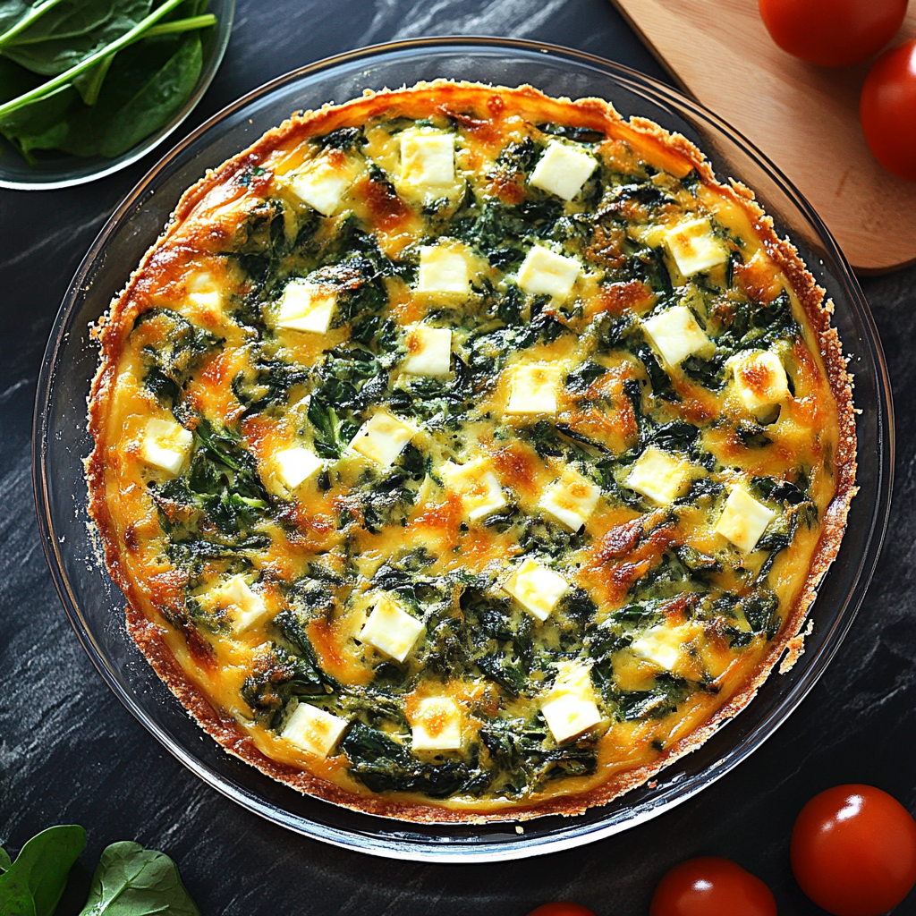Best Crustless Spinach, Onion, and Feta Quiche