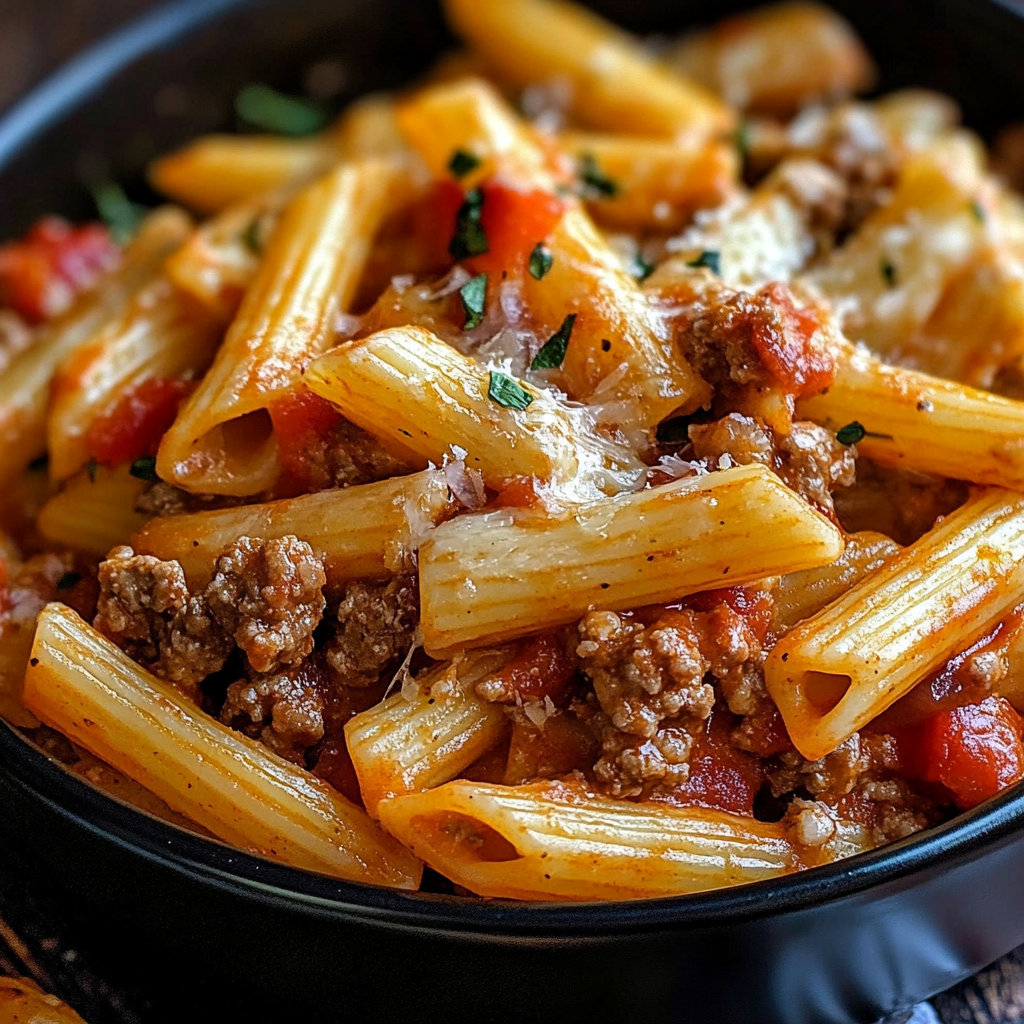 Creamy Rotel Pasta with Ground Beef