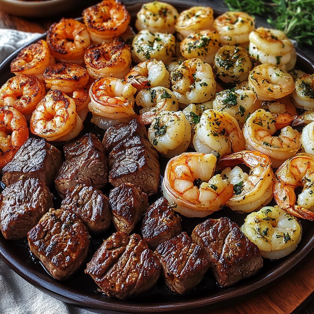 Garlic Butter Steak Bites & Shrimp Feast: A Decadent Surf and Turf Delight
