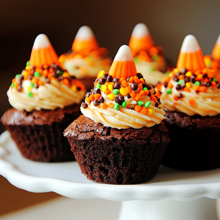 Spooky Brownie Bites with Candy Corn Toppers