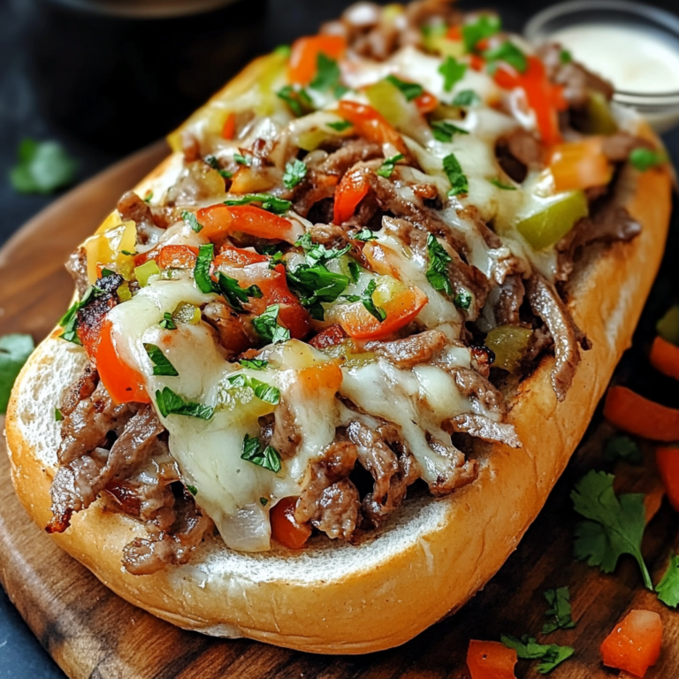 Ultimate Philly Cheesesteak with Sautéed Onions and Bell Peppers