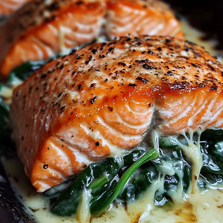 Blackened Salmon Stuffed with Spinach and Parmesan Cheese