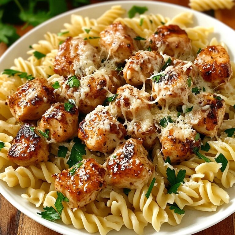 Garlic Butter Chicken Bites with Creamy Parmesan Pasta