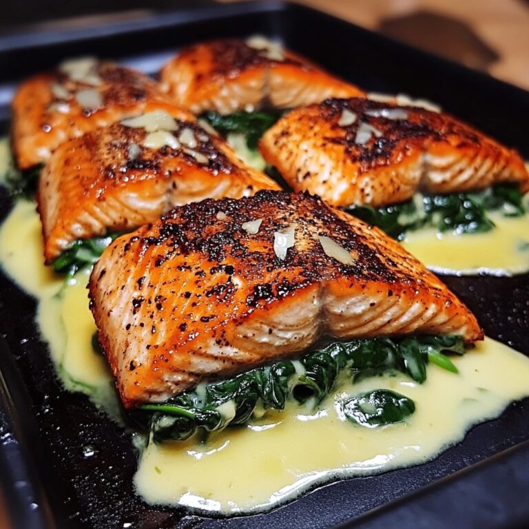 Blackened Salmon Stuffed with Spinach and Parmesan Cheese