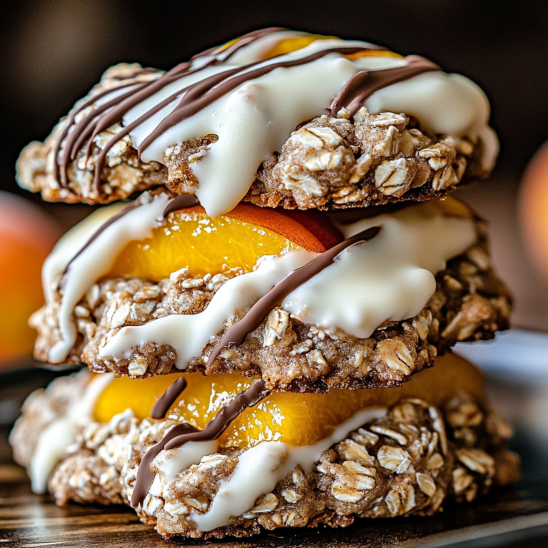 White Chocolate-Dipped Peach Oatmeal Cookies
