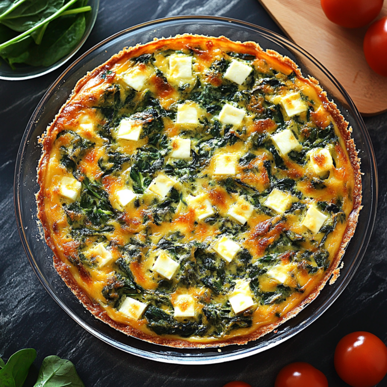 Best Crustless Spinach, Onion, and Feta Quiche