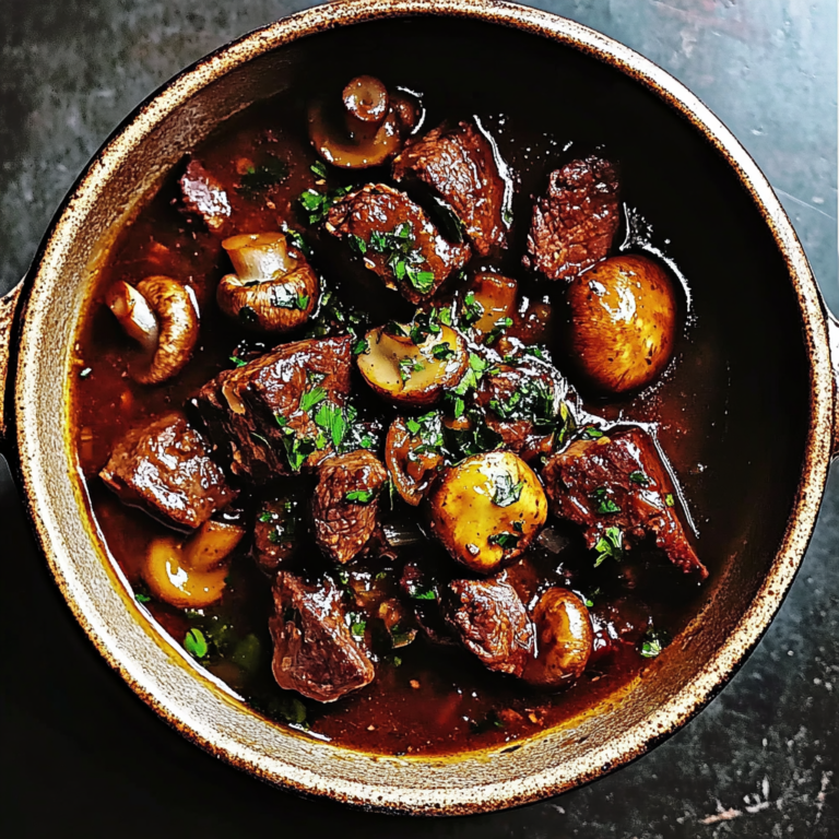 Classic French Beef Stew with Mushrooms