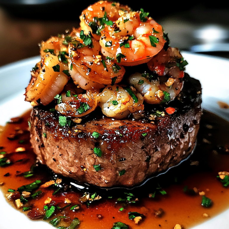urf and Turf Delight: Beef Tenderloin with Shrimp Topping