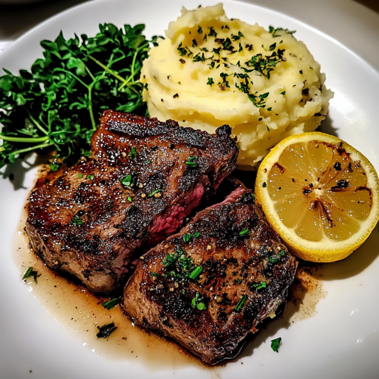 Lemon Herb Butter Steak with Fluffy Mashed Potatoes