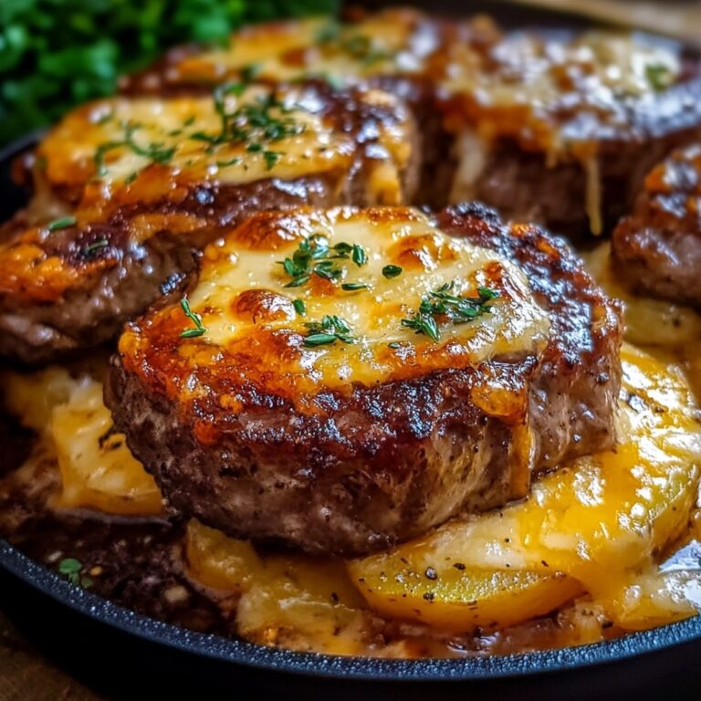 Garlic Parmesan Beef Chops with Cheesy Scalloped Potatoes