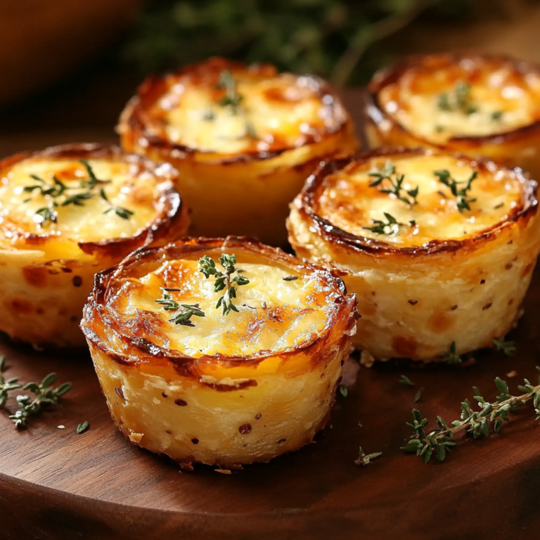 Savory Mini Quiches with Golden Potato Crusts