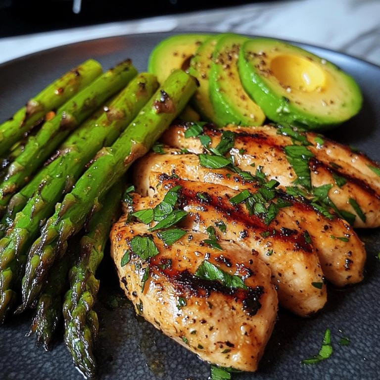 Grilled Chicken with Asparagus and Avocado