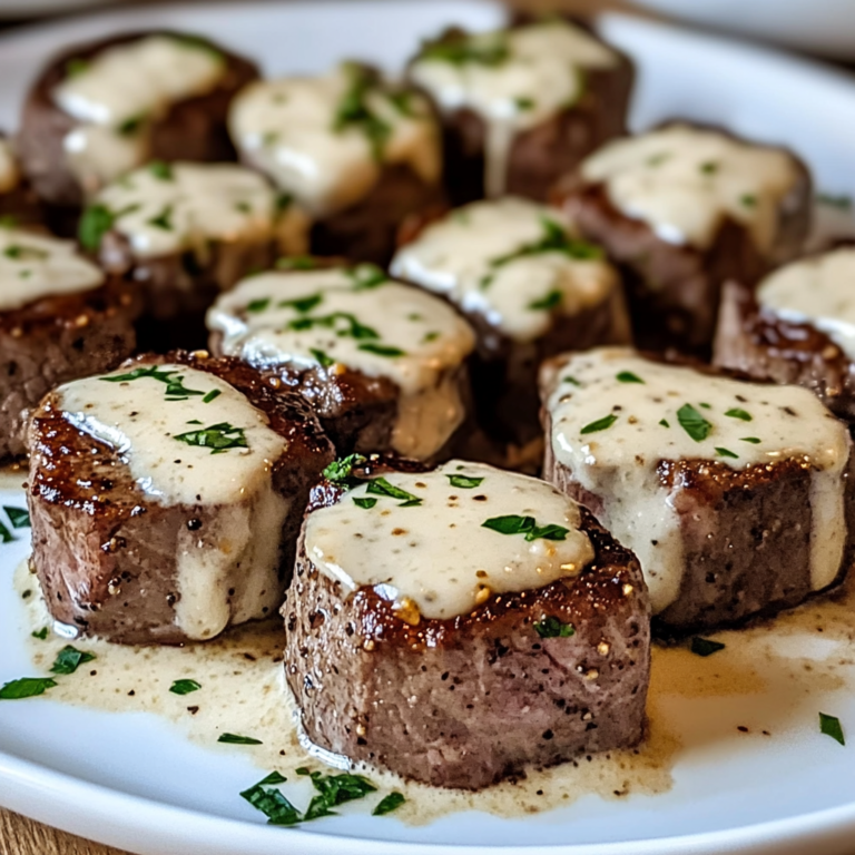 Garlic Butter Steak Bites with Parmesan Cream Sauce