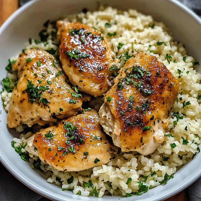 One Pan Garlic Butter Chicken and Rice