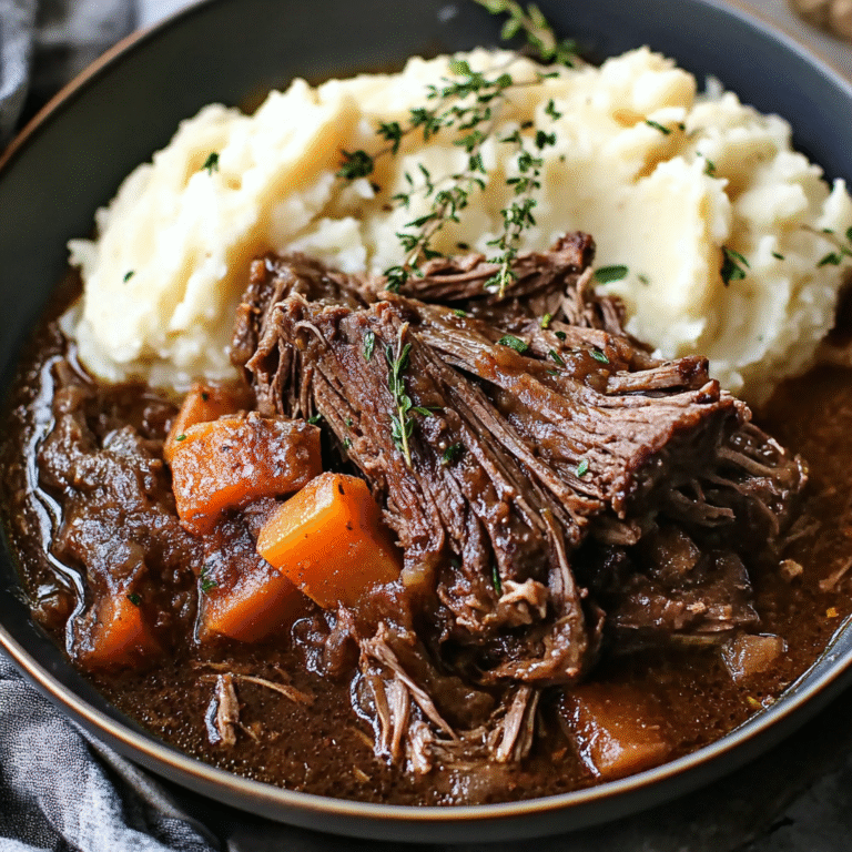 Tender Pot Roast with Mashed Potatoes