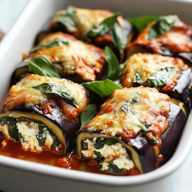 Eggplant Roll-Ups with Creamy Ricotta and Spinach