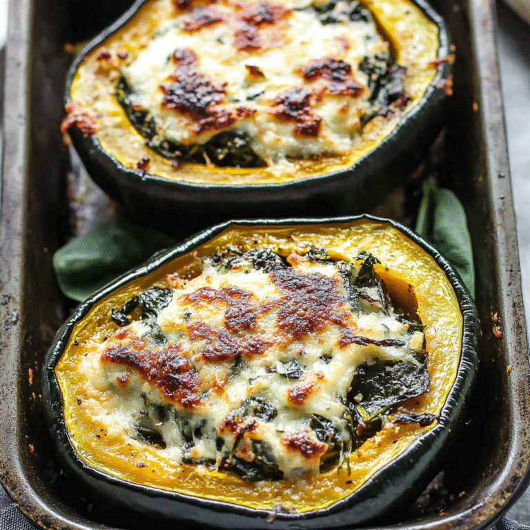 Stuffed Acorn Squash with Parmesan, Cream Cheese and Spinach