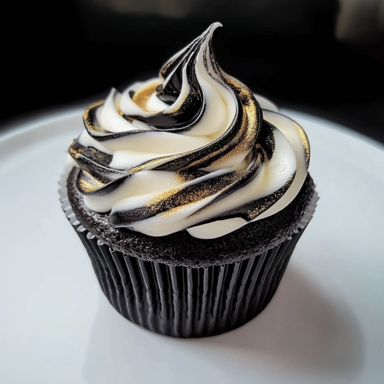 Marble Black and White Cupcake