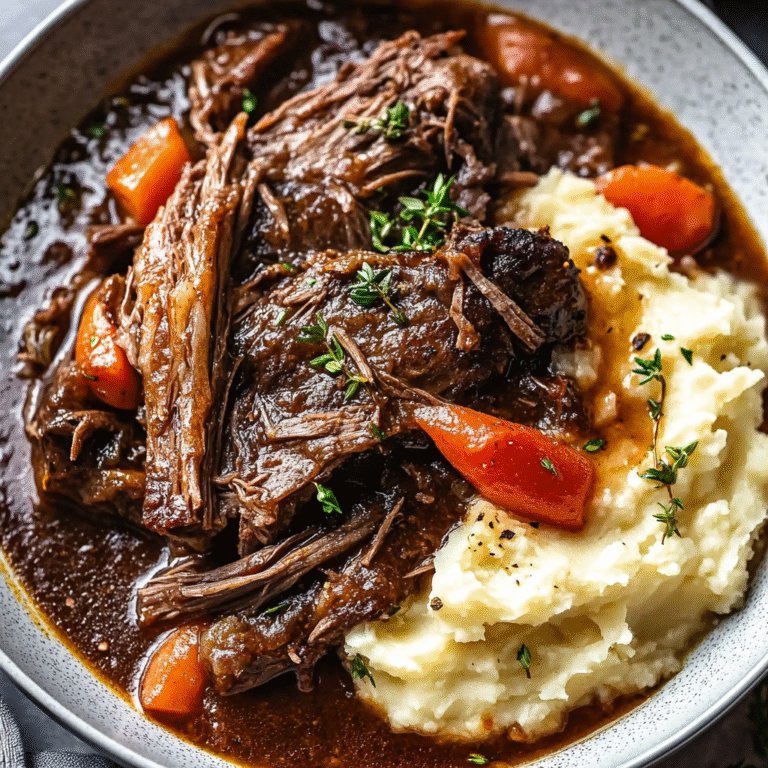 Tender Pot Roast with Mashed Potatoes